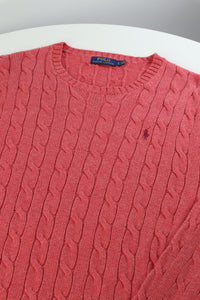 Ralph Lauren kabeltrui met ronde hals - L