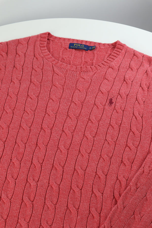Ralph Lauren kabeltrui met ronde hals - L