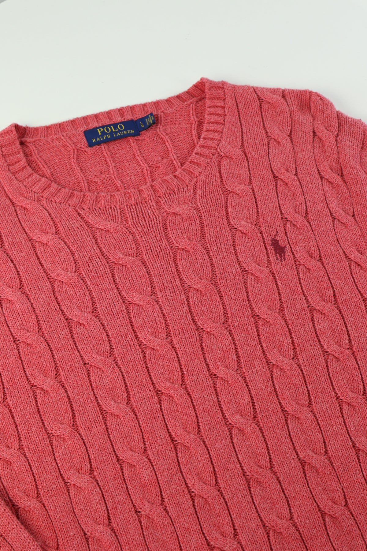 Ralph Lauren kabeltrui met ronde hals - L