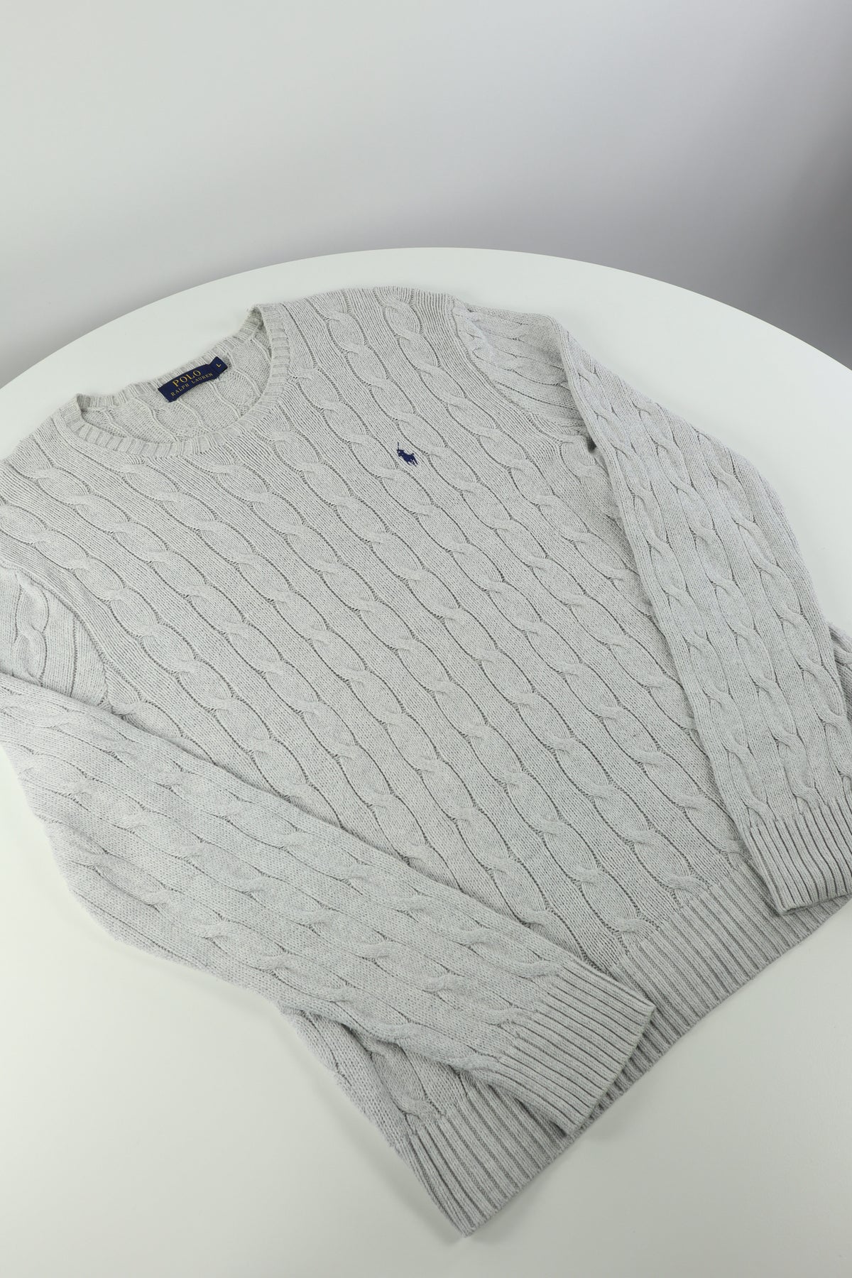 Ralph Lauren kabeltrui met ronde hals - L