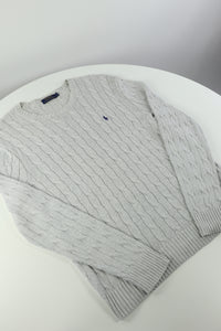 Ralph Lauren kabeltrui met ronde hals - L