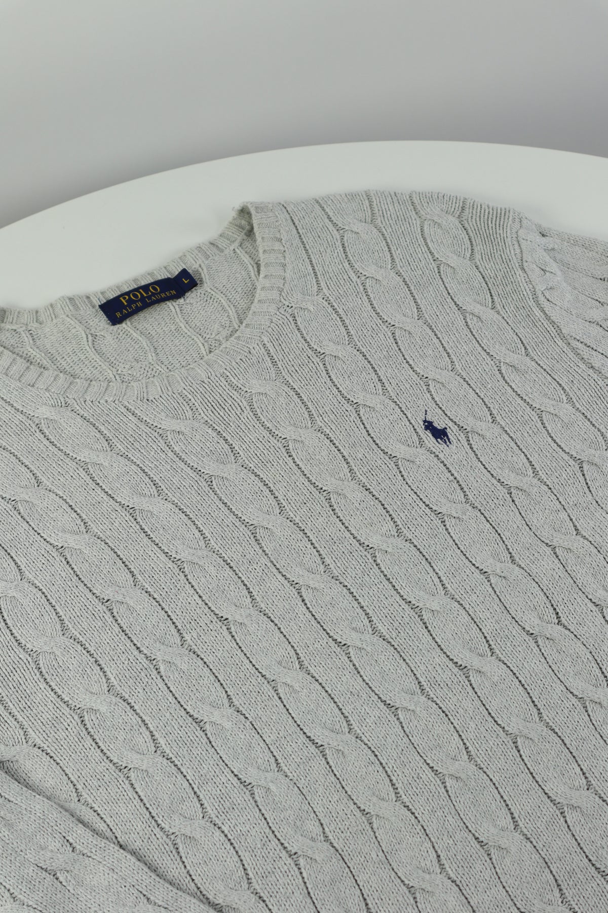 Ralph Lauren kabeltrui met ronde hals - L