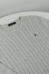 Ralph Lauren kabeltrui met ronde hals - L