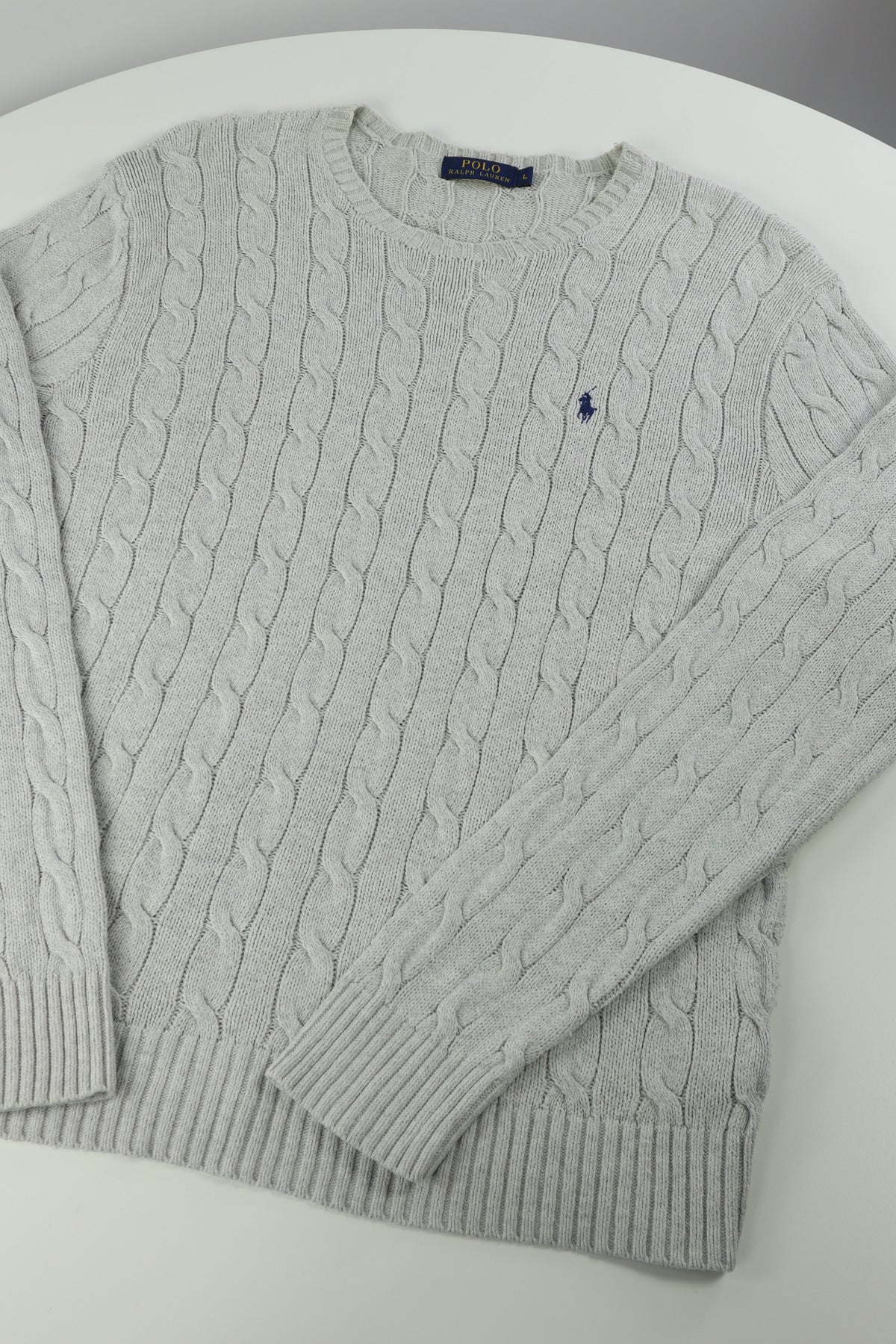 Ralph Lauren kabeltrui met ronde hals - L