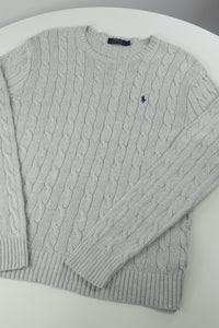 Ralph Lauren kabeltrui met ronde hals - L