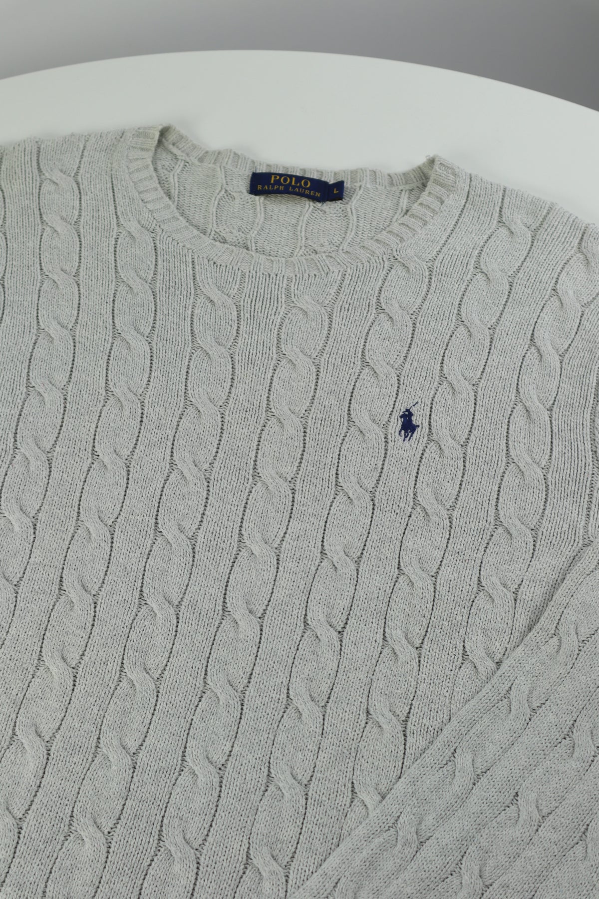 Ralph Lauren kabeltrui met ronde hals - L