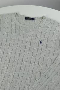 Ralph Lauren kabeltrui met ronde hals - L