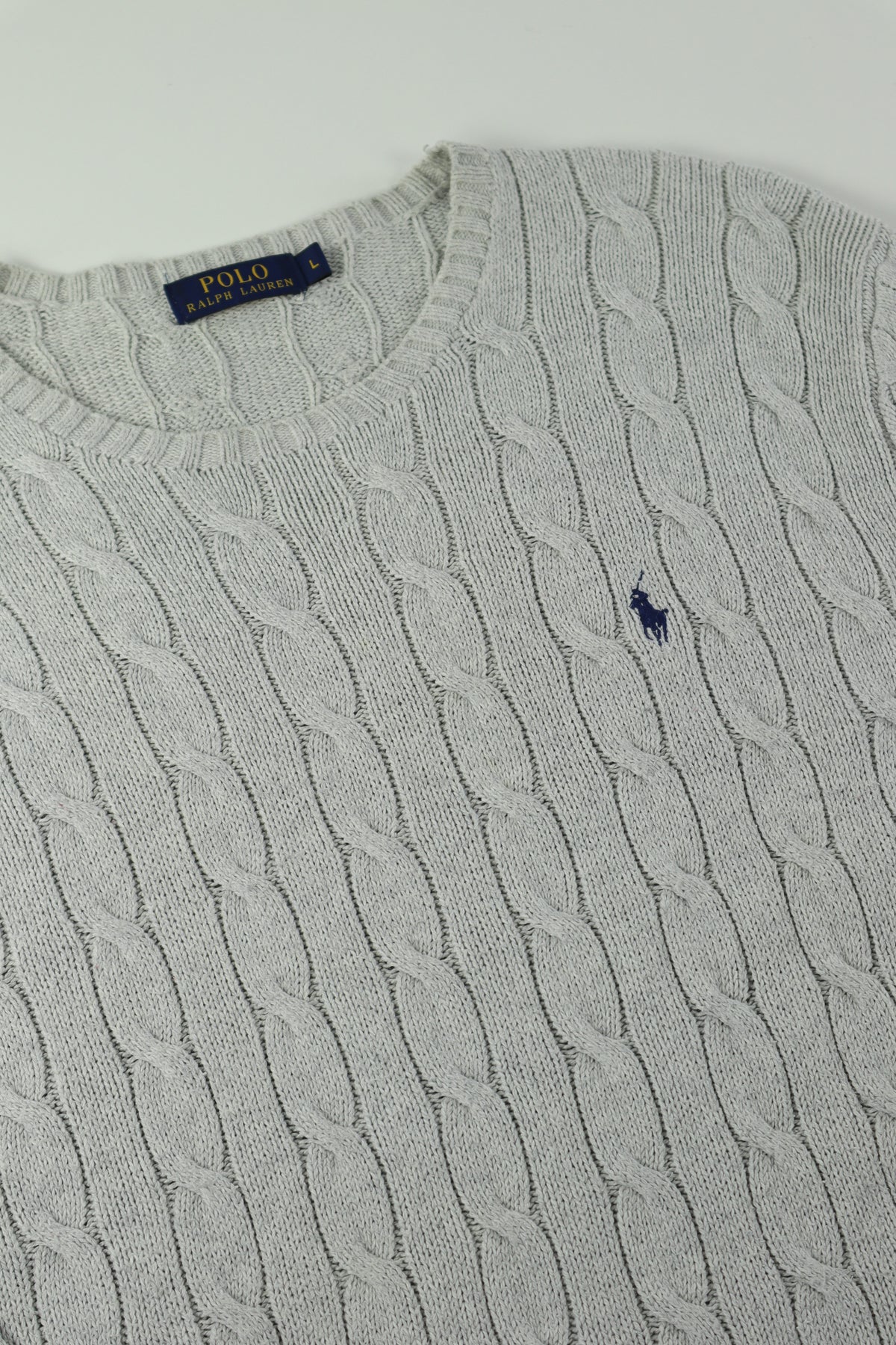 Ralph Lauren kabeltrui met ronde hals - L