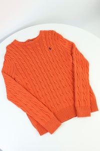 Ralph Lauren kabeltrui met ronde hals - M