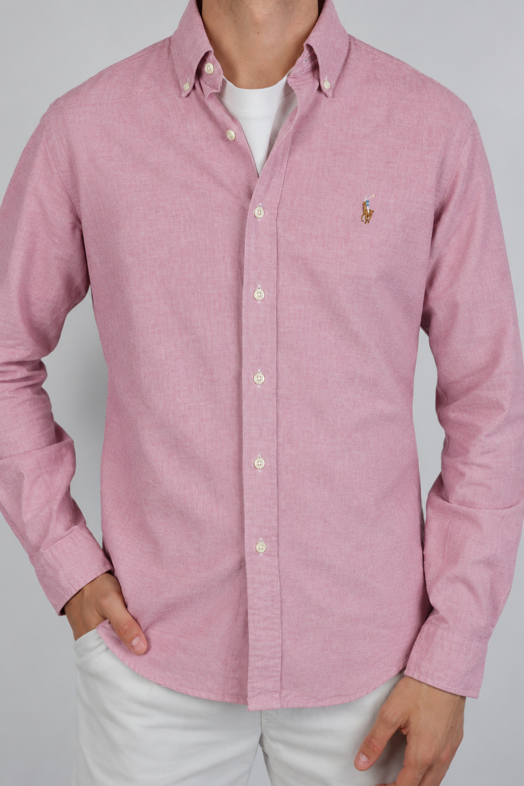 Overhemd roze maat M op model