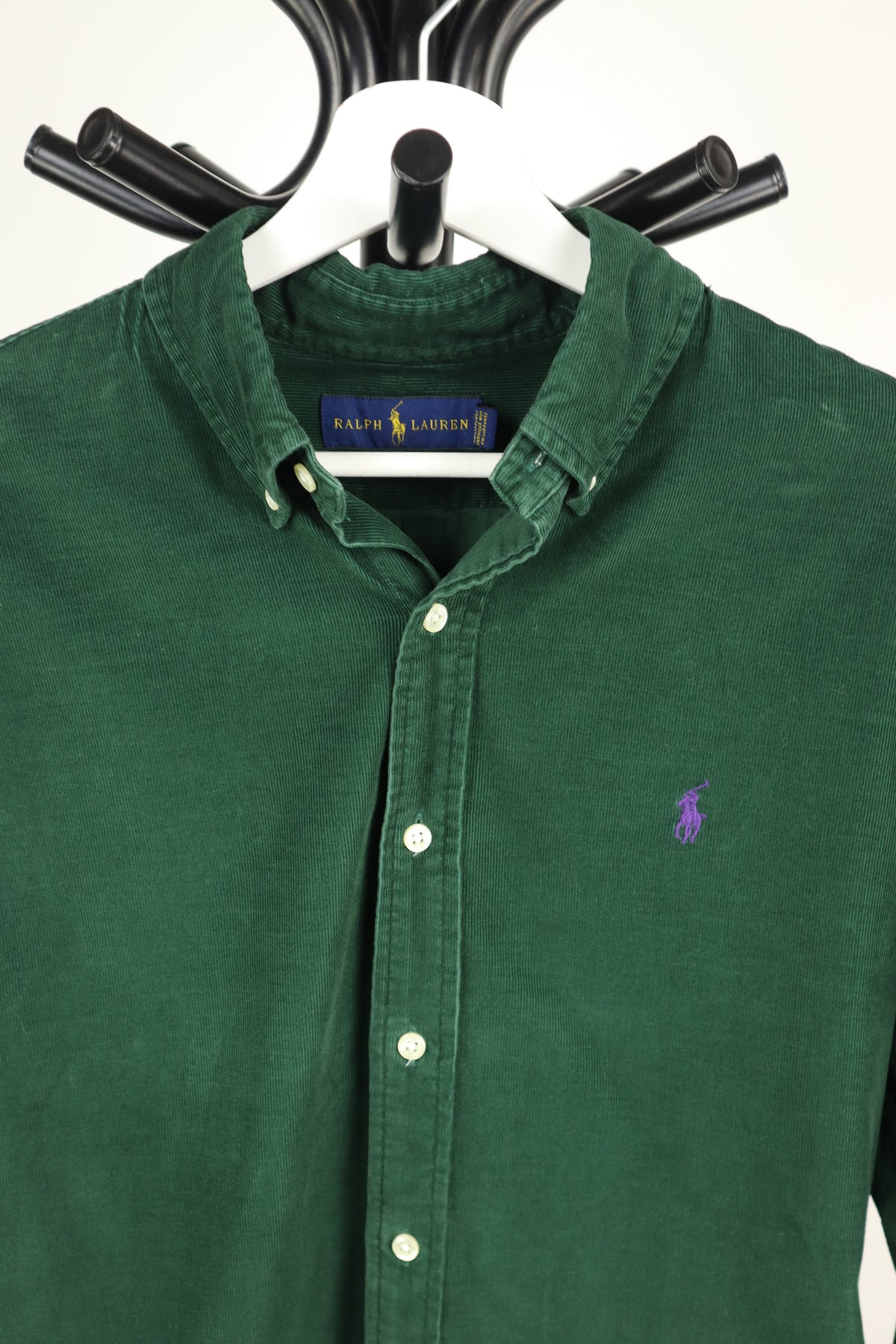 Donkergroen corduroy overhemd maat M originele productfoto