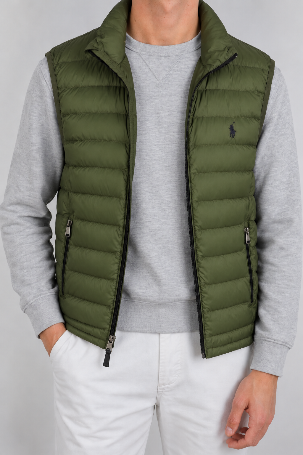 Ralph Lauren donkergroene bodywarmer M – modelfoto open