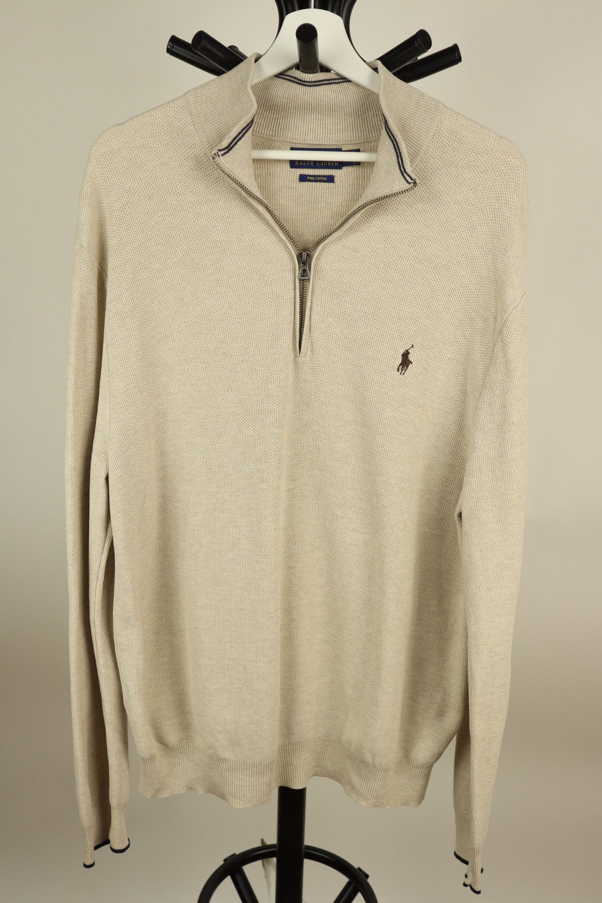 Trui kwart rits beige
