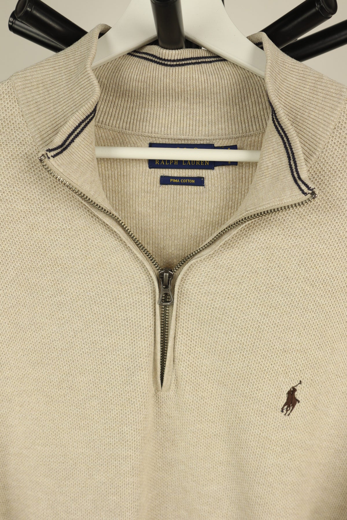 Trui kwart rits beige