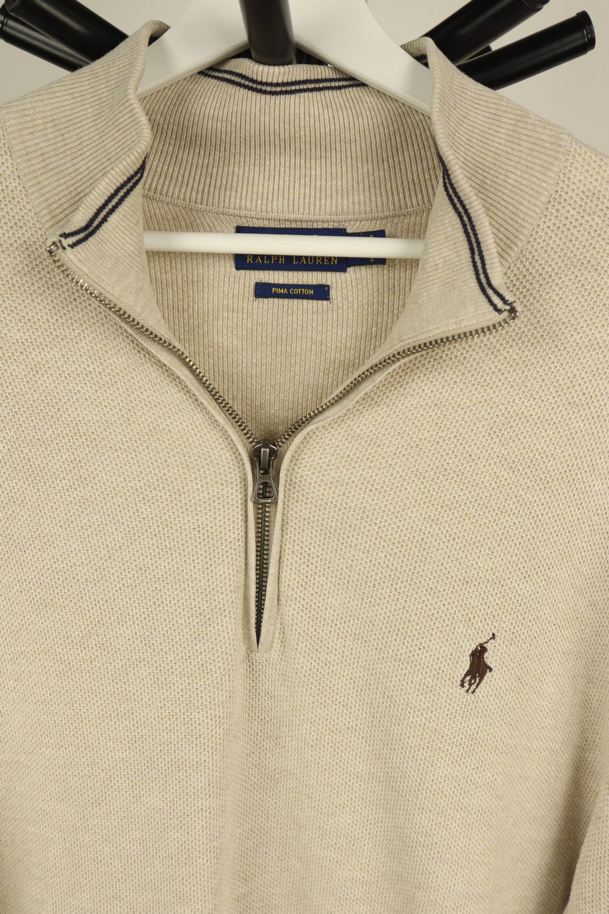 Trui kwart rits beige