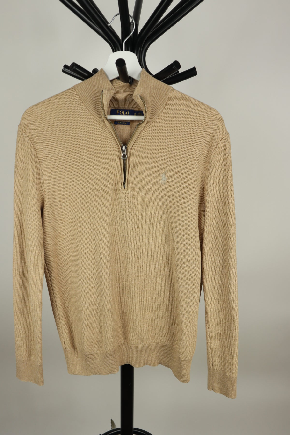 Trui kwart rits camel