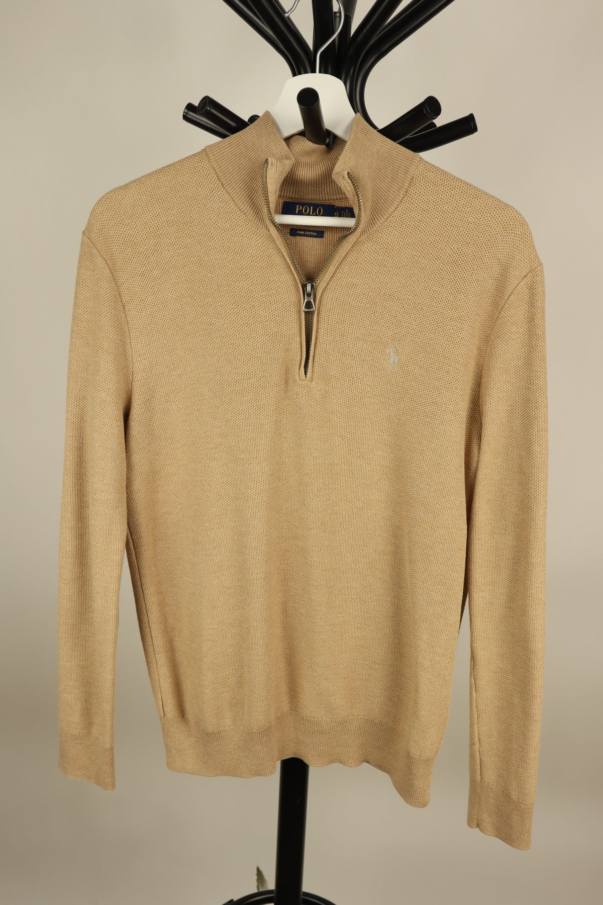 Trui kwart rits camel