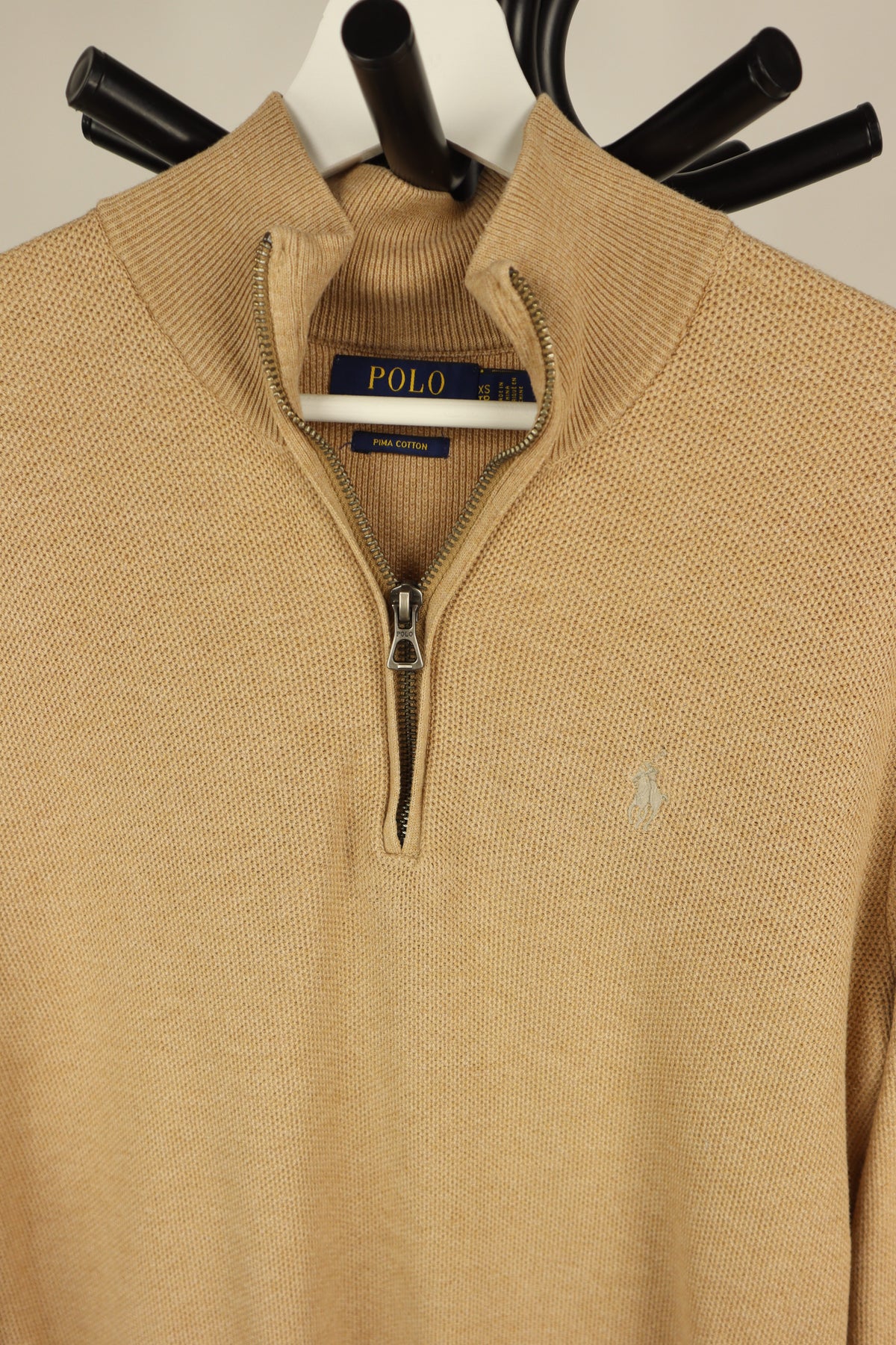 Trui kwart rits camel
