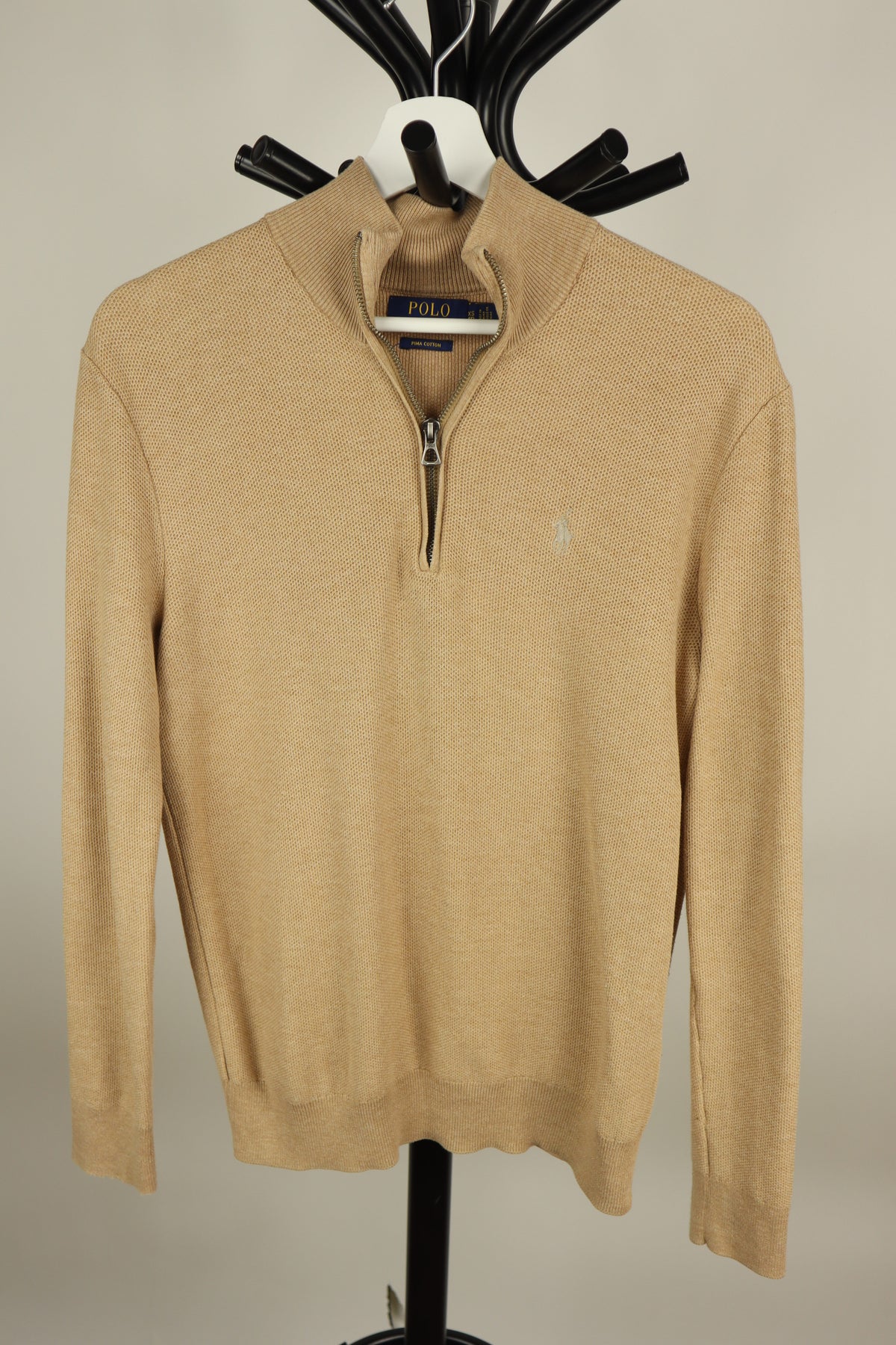 Trui kwart rits camel