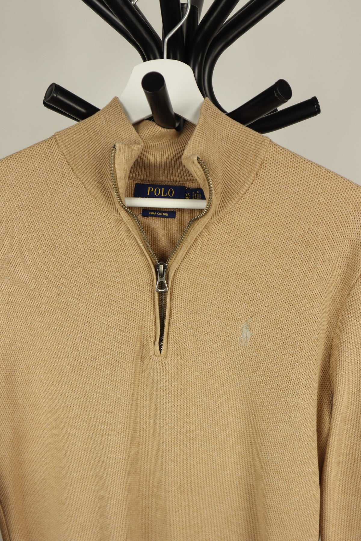 Trui kwart rits camel