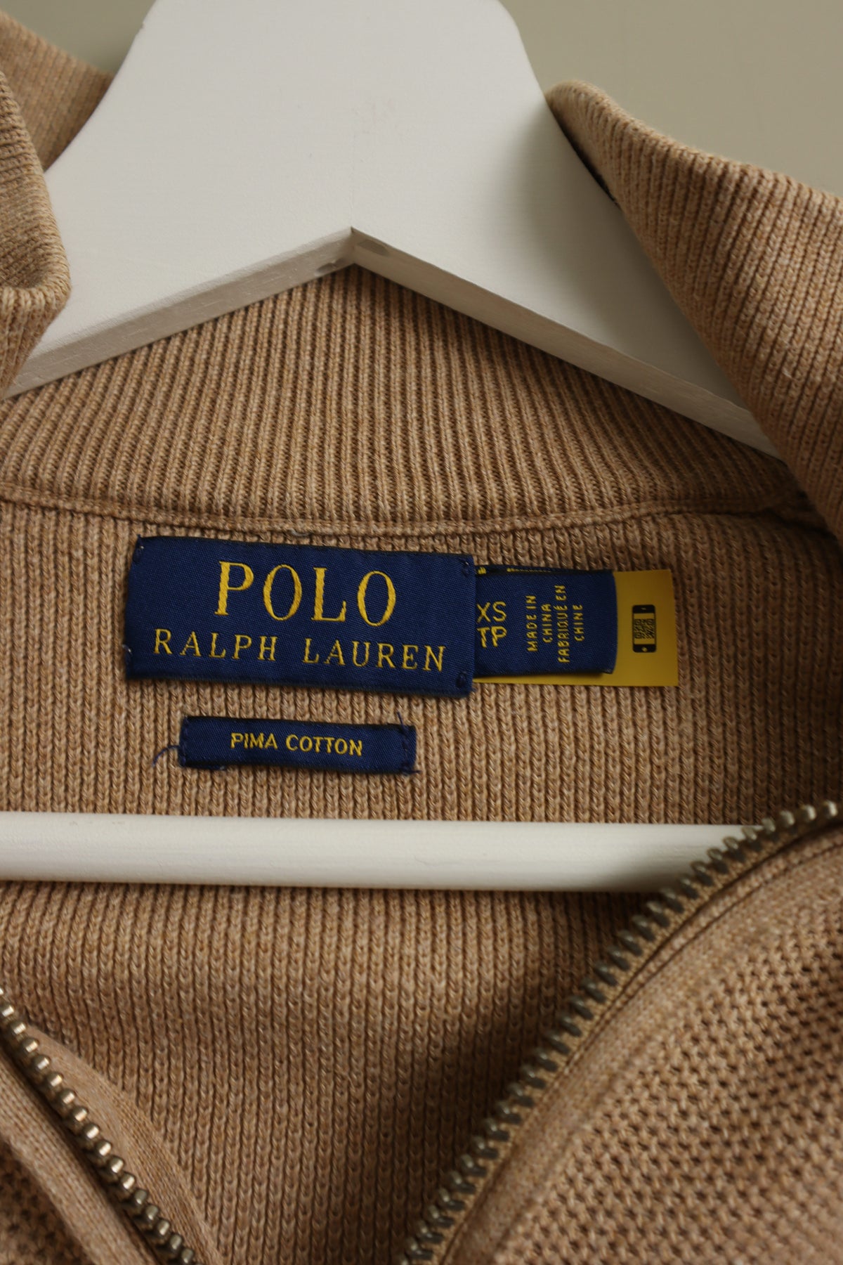 Trui kwart rits camel