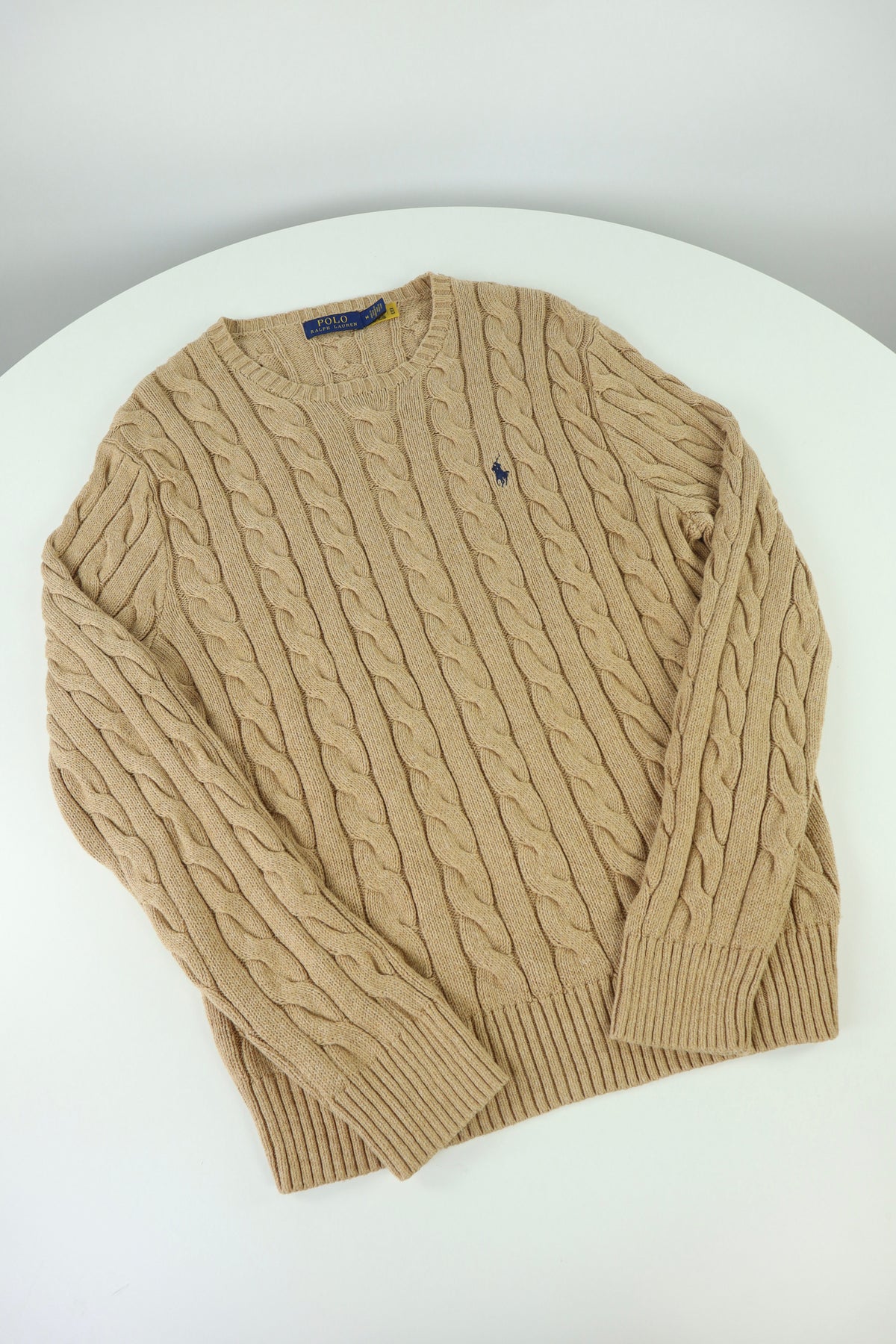 Ralph Lauren kabeltrui met ronde hals - M