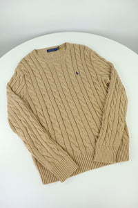 Ralph Lauren kabeltrui met ronde hals - M