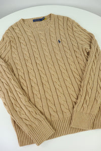 Ralph Lauren kabeltrui met ronde hals - M