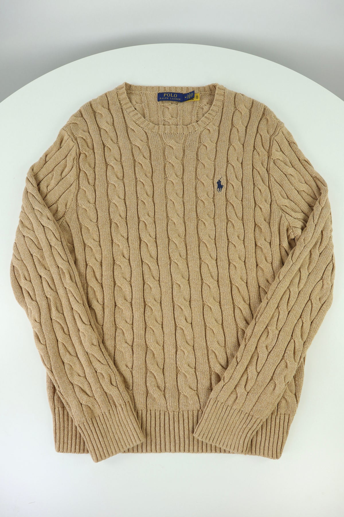Ralph Lauren kabeltrui met ronde hals - M