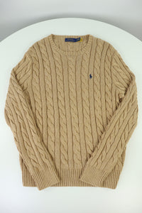 Ralph Lauren kabeltrui met ronde hals - M