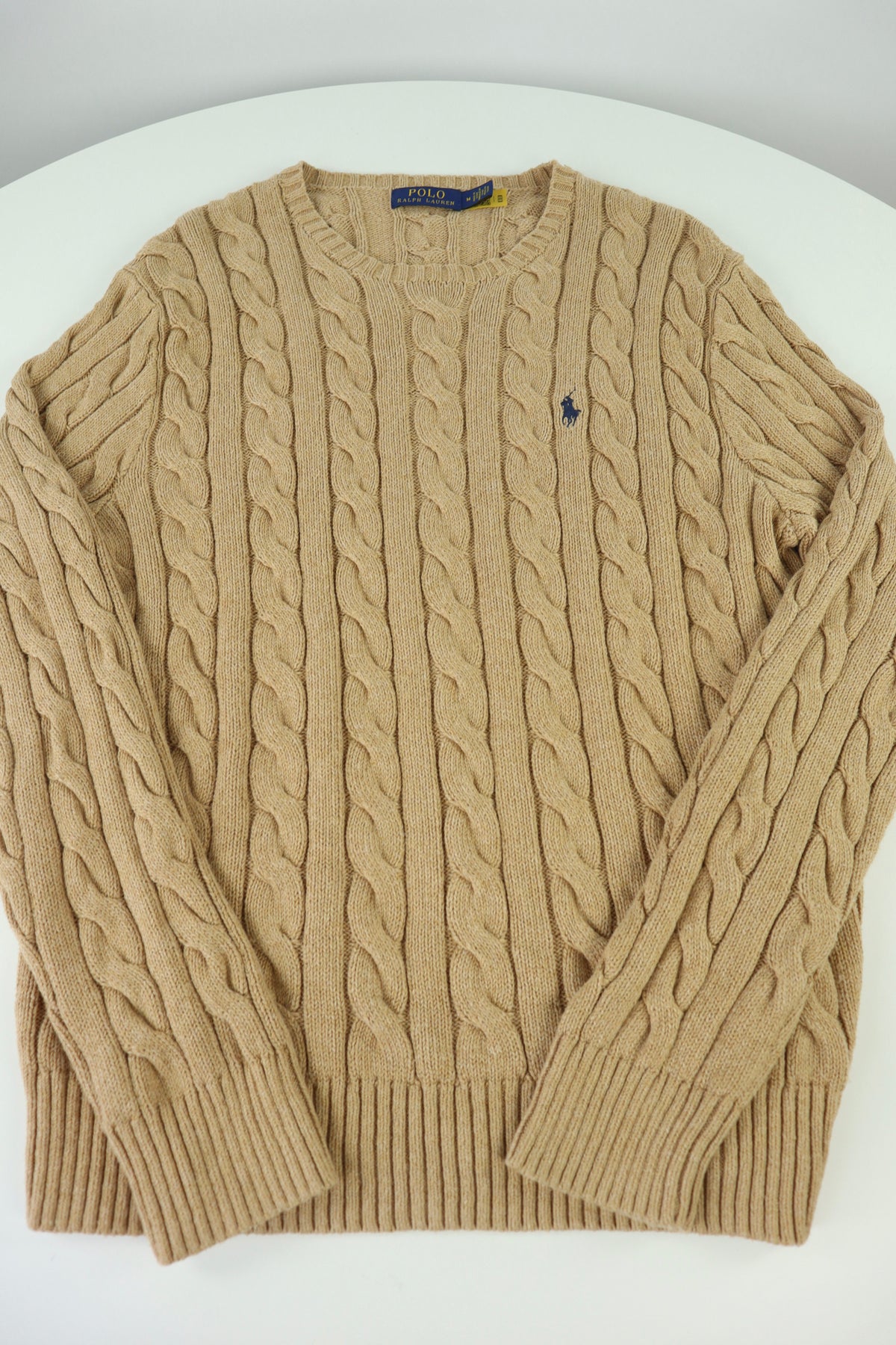 Ralph Lauren kabeltrui met ronde hals - M