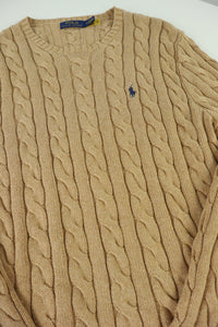 Ralph Lauren kabeltrui met ronde hals - M