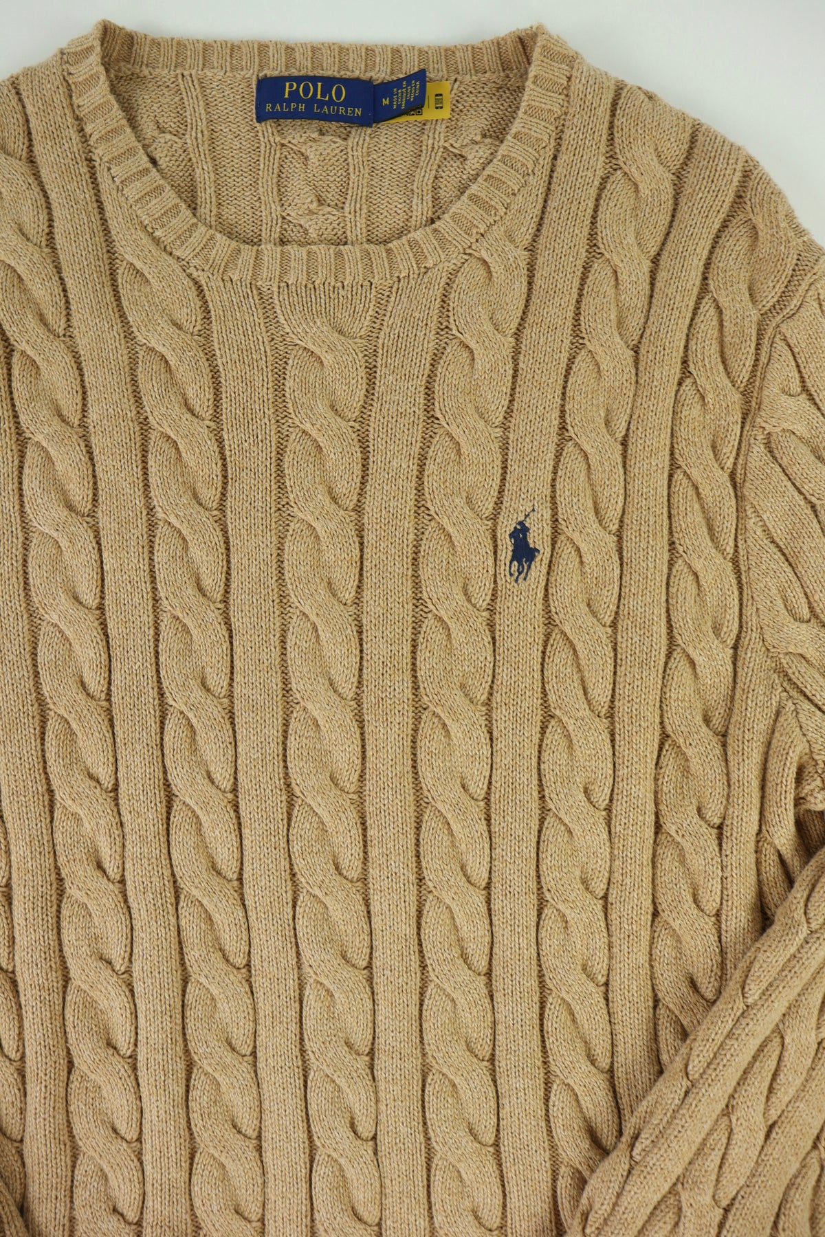 Ralph Lauren kabeltrui met ronde hals - M