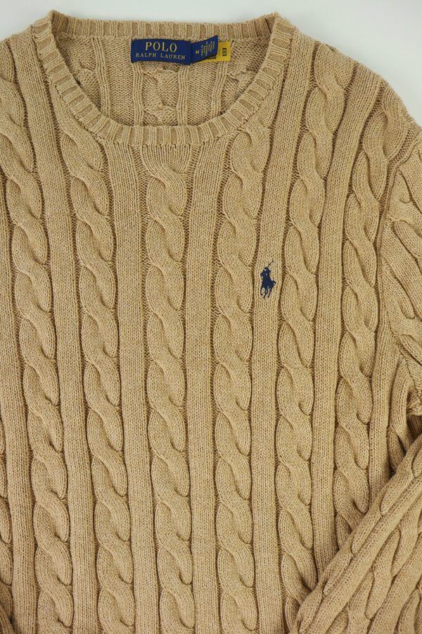 Ralph Lauren kabeltrui met ronde hals - M