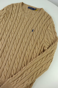 Ralph Lauren kabeltrui met ronde hals - M