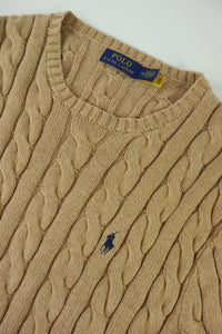 Ralph Lauren kabeltrui met ronde hals - M