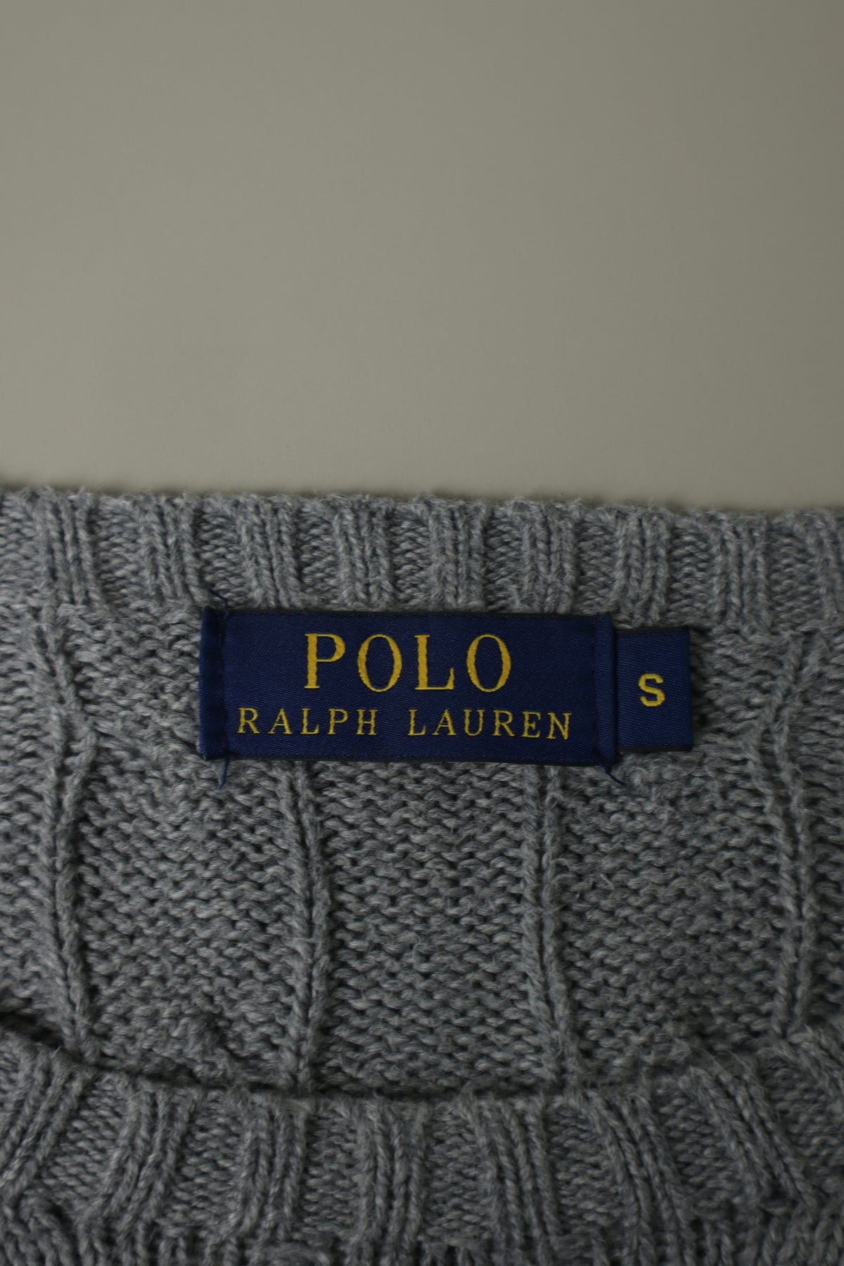 Ralph Lauren kabeltrui met ronde hals - S