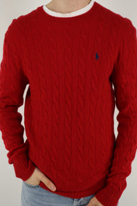 Ralph Lauren kabeltrui met ronde hals - M