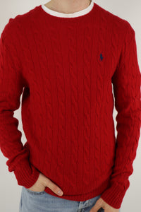 Ralph Lauren kabeltrui met ronde hals - M