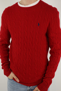 Ralph Lauren kabeltrui met ronde hals - M
