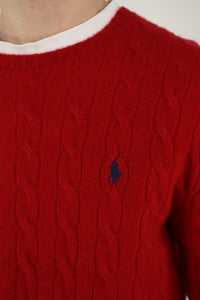 Ralph Lauren kabeltrui met ronde hals - M