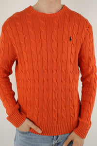 Ralph Lauren kabeltrui met ronde hals - M