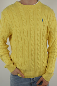 Ralph Lauren kabeltrui met ronde hals - M
