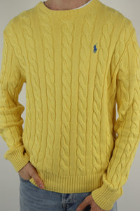 Ralph Lauren kabeltrui met ronde hals - M