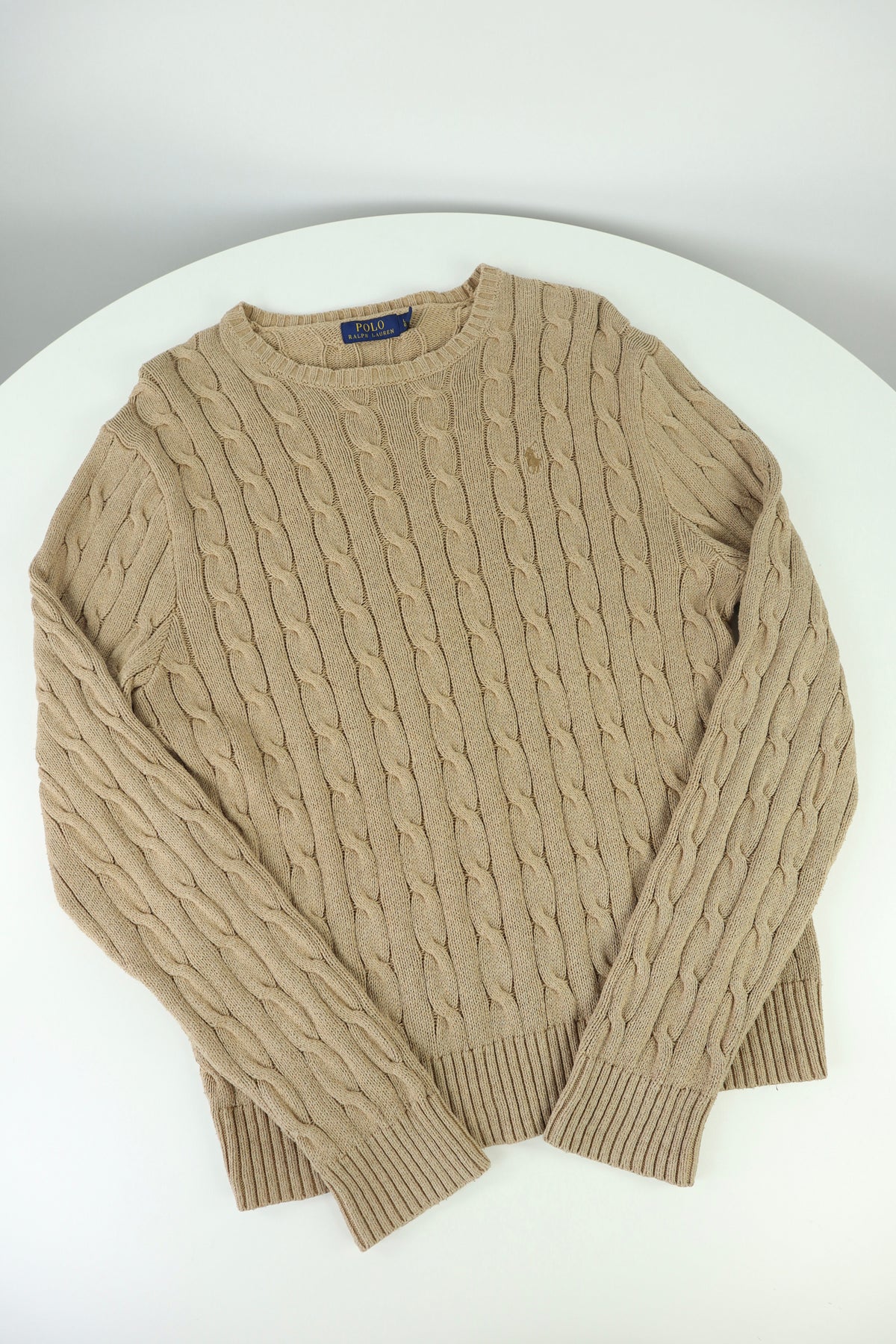 Ralph Lauren kabeltrui met ronde hals - L