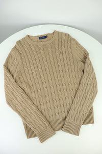 Ralph Lauren kabeltrui met ronde hals - L