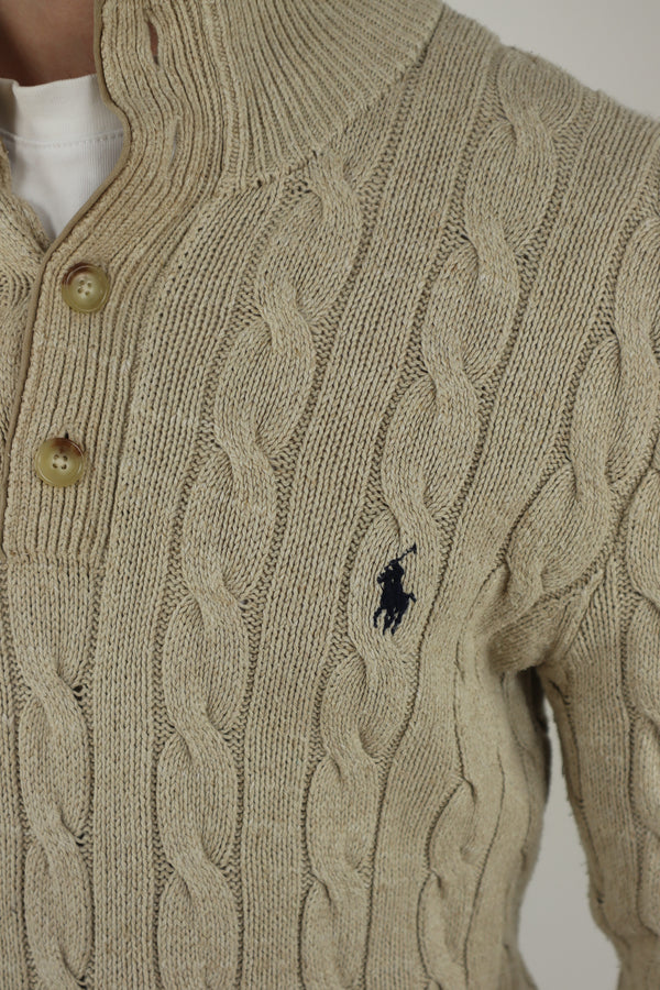 Ralph Lauren kabeltrui met knoopjes - S/M