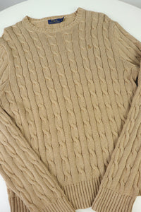 Ralph Lauren kabeltrui met ronde hals - L