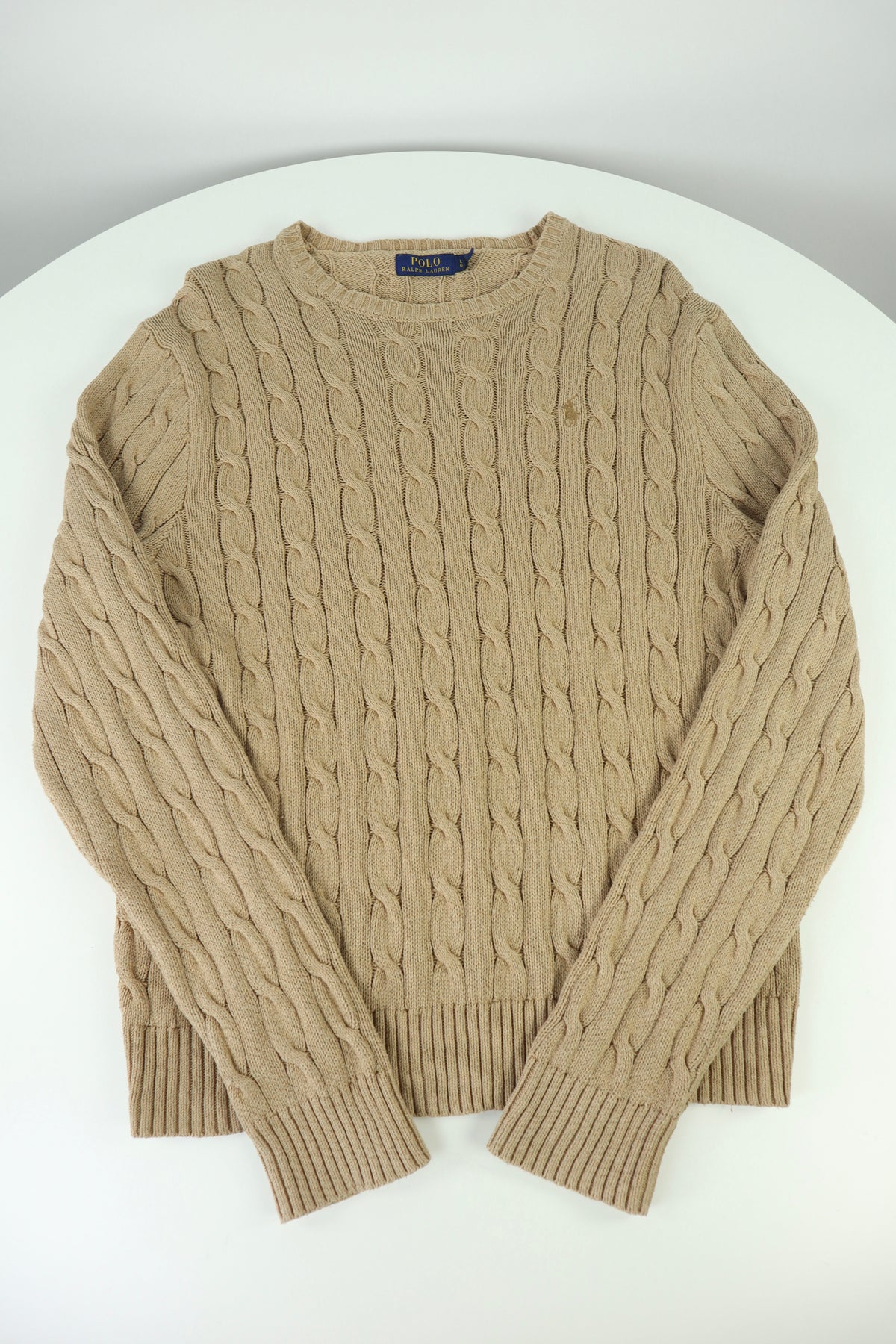 Ralph Lauren kabeltrui met ronde hals - L