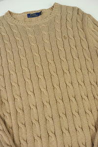 Ralph Lauren kabeltrui met ronde hals - L